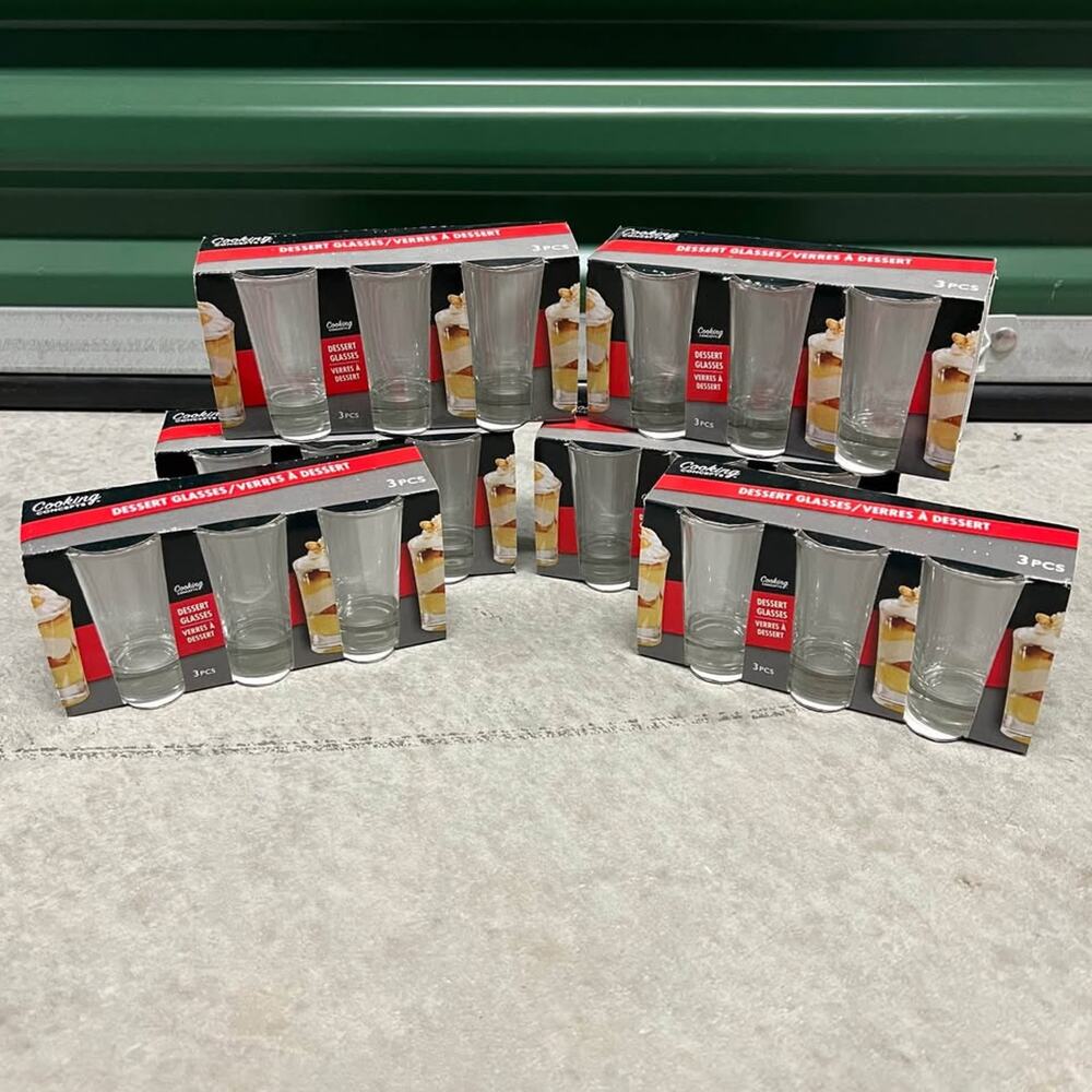 Set of 6 | Cooking Concepts Dessert Glasses | 3-Piece Packs (Total 18 Glasses)